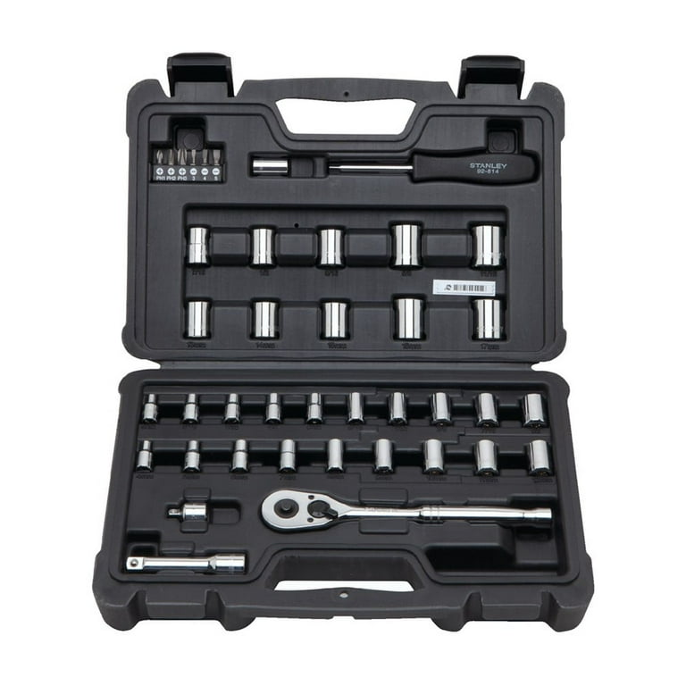 STANLEY, Mechanics Tool Set, 40-Piece, Chrome, High-Alloy Steel