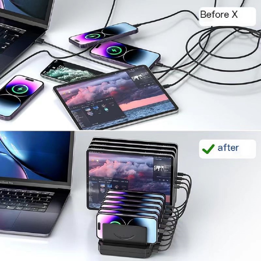 Tancola 60W 10port Charging Station Device Organizer Charging Dock Compatiable  for iPhone, Android, iPad,Tablets & More