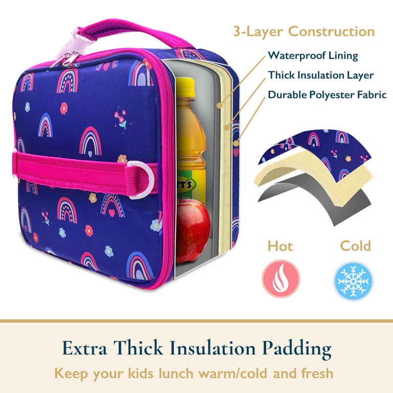  Waterproof Lunch Box for Girls Cute Kids Lunchbox Shiny Pink  Lunch Bags with Shoulder Strap and Pocket for Teen Girls Insulated Lunch  Cooler Bag for School Outdoor Travel : Home 