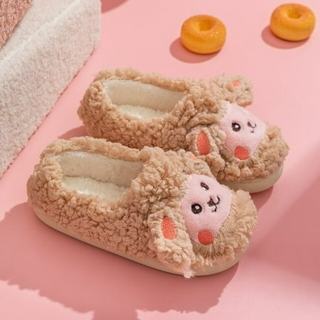 

CoCopeanut House Slipper Fluffy Womens Winter Kawaii Cartoon Bunny Bear Plush Contton Anti Skid Indoor Funny Cute Female Fuzzy Shoes Flat