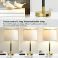 Partphoner Modern Style Table Lamps Set of 2, 3Way Dimmable Touch Bedside Lamps with 2 USB
