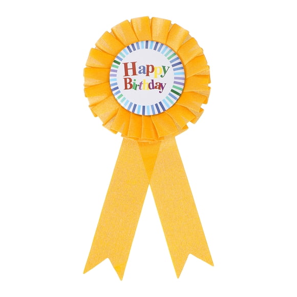 Uxcell 6" x 3" Birthday Ribbon, Award Ribbons Fabric Button Pins for Party Decoration, Light Orange