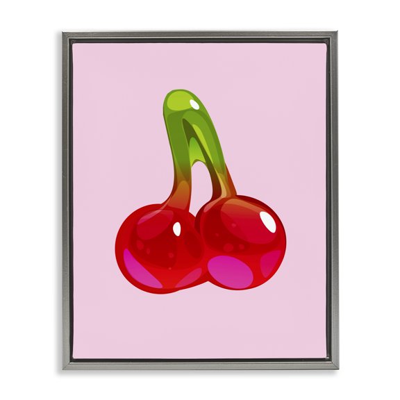 Stupell Industries Eclectic Cherry Gummy Candy Gray Floating Frame Canvas Art, 25 x 31, by Lil' Rue