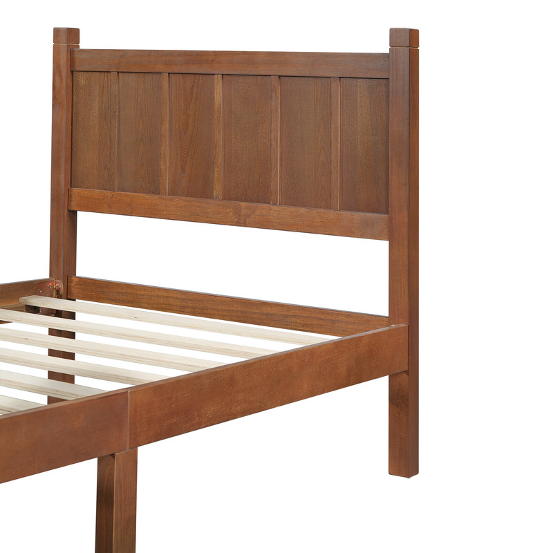 Twin Size Farmhouse Platform Bed with Flat Panel Designed Headboard & Footboard, Minimalist Wood Bed Frame with Under-Bed Storage