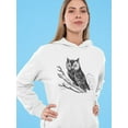 thumbnail image 2 of American Owl Pencil Drawing Hoodie Women -Image by Shutterstock, Female Medium, 2 of 4