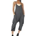 thumbnail image 1 of Cameland Plus Size Women Casual Jumpsuits Cold Shoulder Capris Pants Solid Suspender Straight Leg Pockets Rompers, 1 of 4