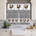 thumbnail image 4 of 3 Piece Kitchen Curtains and Valances Set Black White Plaid Rooster Cafe Curtains 36 Inch Length Vintage Farmhouse Checkered Valance & Tier Curtain for Living Room Bedroom Window 54"x18"+27"x36"*2, 4 of 6