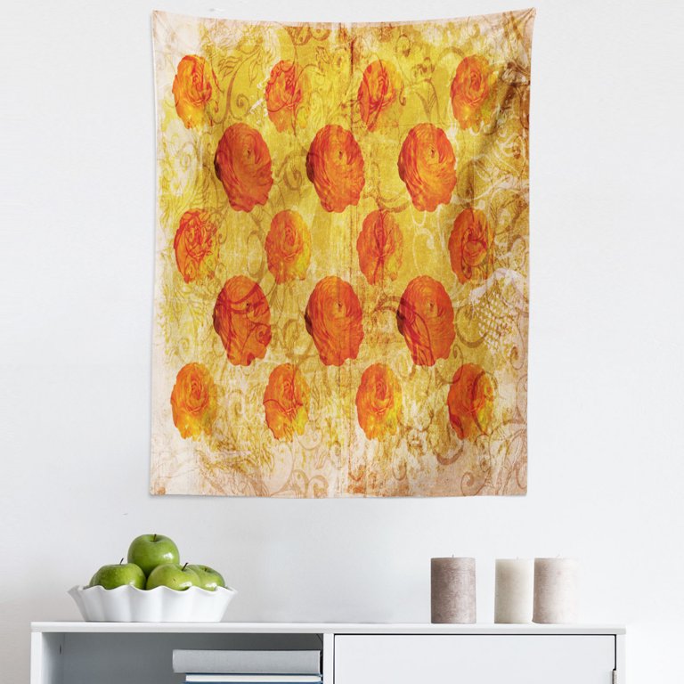 Vintage Fruit Pattern - Orange Floral Wall Art Print - BIG Wall Décor