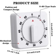 2 Pieces 60 Minute Kitchen Timer 1 Hour Visual Kitchen Clock Timer Mini Countdown Timer Loud Voice, Mechanical Timer for Kitchen, Homework, Exercise