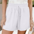 thumbnail image 2 of ABATAB Women Casual Shorts Solid Drawstring Comfy Elastic Waist Shorts Summer Pull on Beach Short with Pockets, 2 of 6