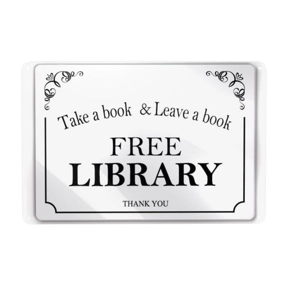 Free Library Sign Metal Tin Sign Wall Decor Vintage Poster Home Bedroom Office Club Bar Pub Restaurant Wall Decoration Plaque 8x12 Inch