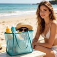 thumbnail image 4 of onlyliua Breathable Mesh Beach Tote Bag Large Capacity Transparent Net Shoulder Shopper Reusable Grocery and Travel Carryall Lightweight Washable Foldable for Pool Market and Vacation, 4 of 6