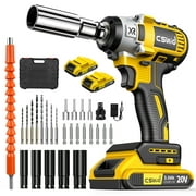 Power Cordless Impact Wrench 1/2", 20V Impact Brushless Motor with 2 x 3.0A Batteries, 2-Mode Speed & Max Torque 280 ft lbs (380N.m), Power Impact Wrench with 5 Sockets,8 Drill,8 Screws for Home Car