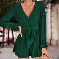 thumbnail image 3 of Mono con mangas acampanadas para mujer pantalones cortos plisados ​​informales mono holgado elegante, 3 of 7