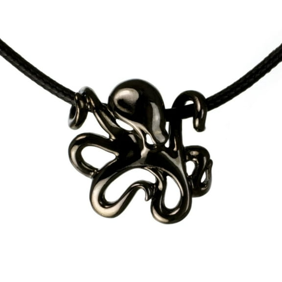 "Leggs" Octopus Ocean Theme Sea LIfe Pewter Pendant Necklace Hematite Finish