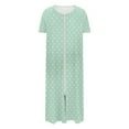 thumbnail image 4 of Dasayo Hospital Womens Nightgowns Short Sleeve Green Zipper Nightgowns Polka Dot Side Split Pajamas Womens Sleepwear L, 4 of 7