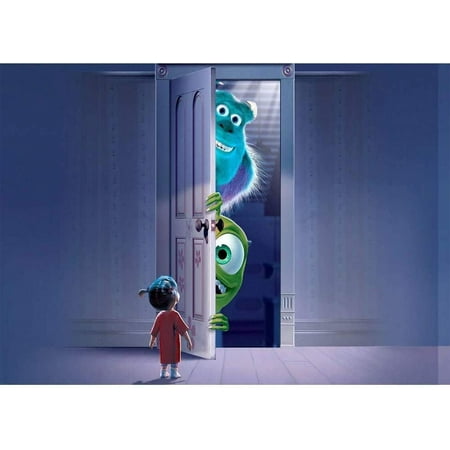 Image of Monsters University Backdrop - Happy Birthday Monsters Inc Boo Door Background for Kids Party