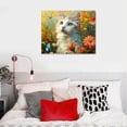 thumbnail image 5 of Orinice Unframed Canvas Painting Colorful Flower Cat Print Beautiful Picture Unframed Wall Art Prints Wall Art For Living Room - For Home Decor Wall Decor Room Decor Art Gifts20''X16'' 16x12in, 5 of 6