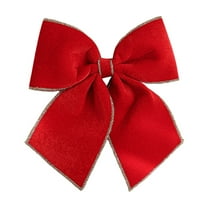 geerera Velvet Christmas Bow with Gold Trim, 8x10 Inch Wreath Bow, for Christmas Tree Topper, Hanukkah Decor, Gift Wrapping Party DIY