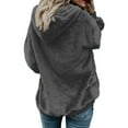 thumbnail image 5 of Feancey Womens Plus Size Fuzzy Jackets Soft Plush Zip Up Hoodies Comfy Fleece Warm Winter Coats Solid Casual Hooded Jacket with Pockets Dark Gray 5XL, 5 of 7