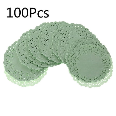 

QUSENLON 3.5 Colored Flower Lace Round Paper Doilies Placemat Craft Doyleys Wedding Birthday Tableware Decoration 100pcs