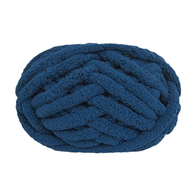 Tnarru Chunky Wool Yarn Jumbo Yarn Washable Hand Knitting DIY Weight Yarn Bulky Yarn for Tapestry Bed Fence Throw Rug Making Deep Blue