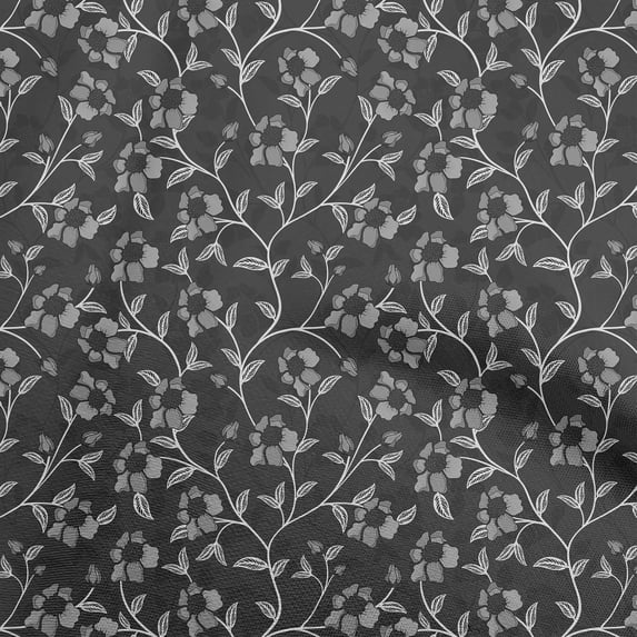 oneOone Polyester Spandex Gray Fabric Floral Sewing Craft Projects Fabric Prints By Yard 56 Inch Wide