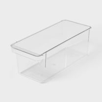 Small Narrow Fridge and Pantry Organizer Bin -Clear Kitchen Storage, Freezer-Safe, 10.5" Depth