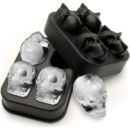 

Skull Shape 3D Ice Cube Mold Tray for Halloween Flexible Silicone Ice Cubes Maker for Christmas Party for Whiskey Cocktails and Juice Beverages Black