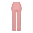 thumbnail image 6 of OGLCCG Womens Straight Leg Yoga Pants Elastic High Waist Wide Leg Work Dress Pants with Pockets Solid Color Casual Stretch Lounge Trousers,XXL,Pink, 6 of 7