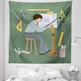 thumbnail image 1 of Engineering Theme Tapestry, Cartoon Drawn Architect Man and His Professional Tools Plans Projects, Fabric Wall Hanging Decor for Bedroom Living Room Dorm, 5 Sizes, Multicolor, by Ambesonne, 1 of 1