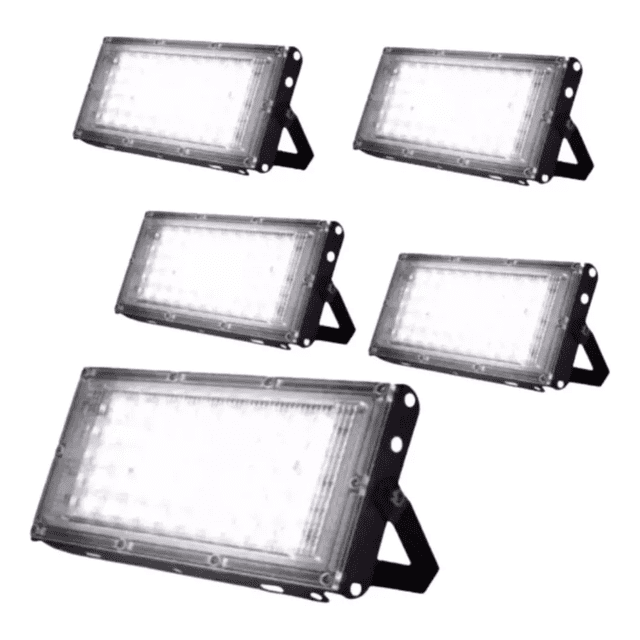 Reflector Led 20w Luminario Exterior Carcasa Negro Luz Blanco frío 5 pzs