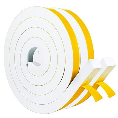 Yotache White High Density Foam Tape 2 Rolls 1 Inch Wide X 3/4 Inch Thick for Windows Air Conditioner Insulation Seal, Weatherstrip, AntiVibration, Shockproof Protection, Total 13 Ft (2 X 6.