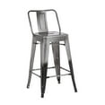 thumbnail image 2 of AC Pacific Distressed Metal Barstool with Back, Black, 24 -inch, Set of 2, 2 of 6