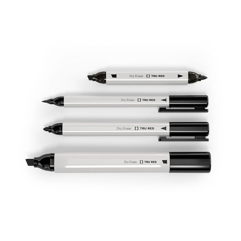 TRU RED™ Pen Dry Erase Markers, Ultra Fine Tip, Black, 12/Pack (TR61438-CC)