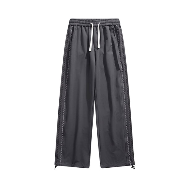 Pantalones largos para hombre, pantalones casuales de seda fría, pantalones de secado drapeado, pantalones de paracaidista de tubo recto, pantalones largos para hombre, pantalones de hombre