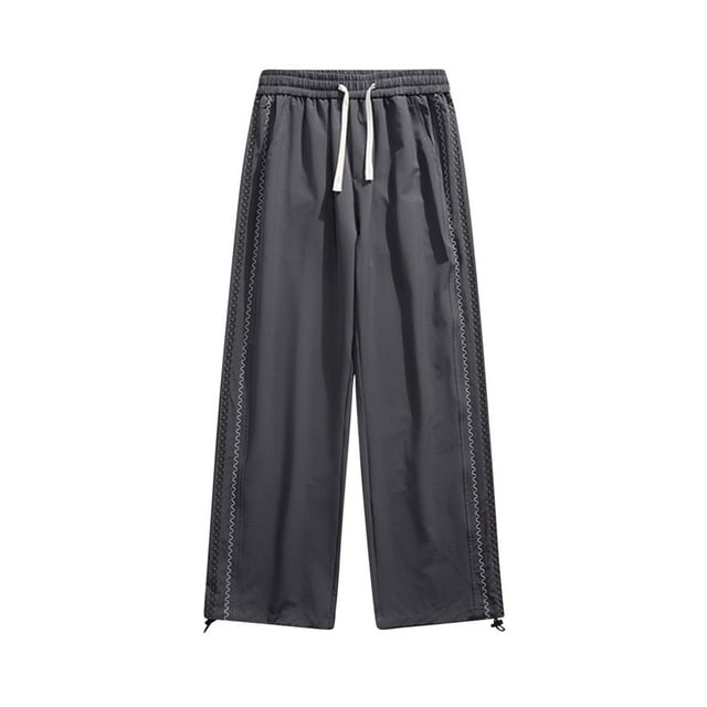 Pantalones largos para hombre, pantalones casuales de seda fría, pantalones de secado drapeado, pantalones de paracaidista de tubo recto, pantalones largos para hombre, pantalones de hombre