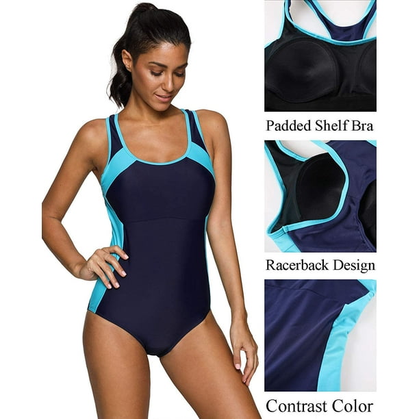 Women's Athletic One Piece Swimsuit Racerback Slimming Bathing Suit