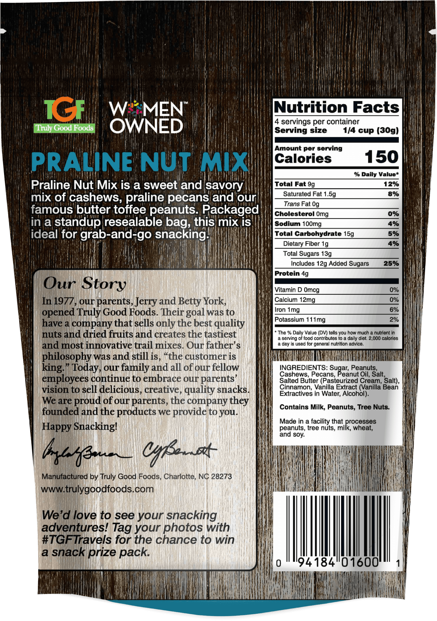 Praline Nut Mix Resealable Bags, 4oz, 12-count