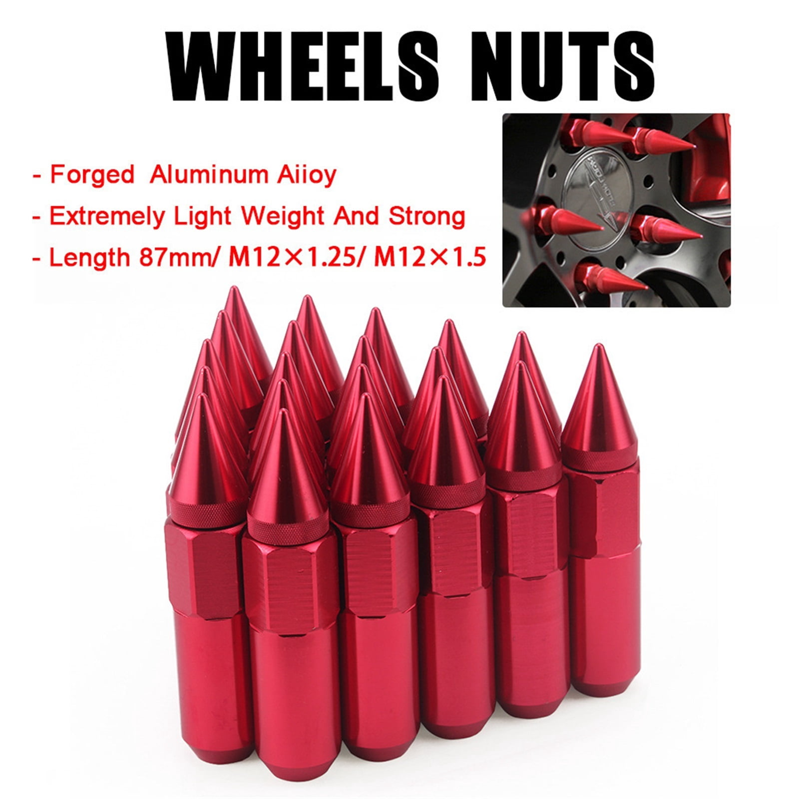 40PCS/Set, OEM Style Factory Lug Nuts, Aluminum Alloy Pointy Lug Nuts, Wheel Nuts, M12*1.5mm M12*1.25mm For Choice