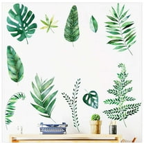 Efavormart Green Tropical Assorted Leaves Wall Decals, Plant Peel Removable Stickers