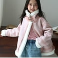 thumbnail image 5 of TEAJOPSUU Kids Sherpa Fleece Lined Jacket Winter Thickened Warm Flip Collar Casual Jacket Cozy Long Sleeve Cold Weather Outwear E-Pink, 5 of 9