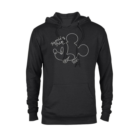 Disney Mickey Mouse Line Drawing Family Trip Vacation 2025 - Pullover Hoodie for Adults - Customized-Black