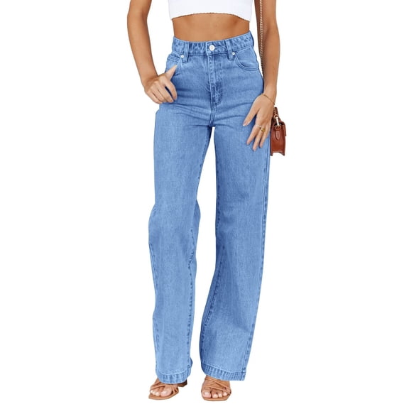 Women High Waisted Jeans Straight Leg Casual Denim Pants