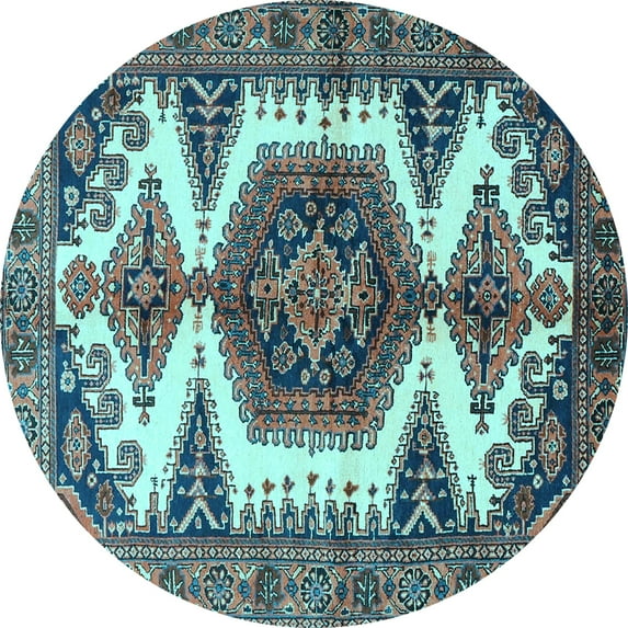 Ahgly Company Indoor Round Persian Light Blue Traditional Area Rugs, 4' Round