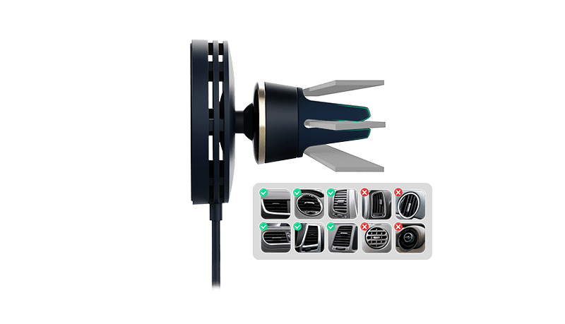 Velox Wireless Mini - MagSafe Compatible Air Vent Car Mount Phone Holder - Blue (Car Charger Included)
