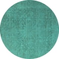 thumbnail image 1 of Ahgly Company Machine Washable Indoor Round Oriental Turquoise Blue Industrial Area Rugs, 3' Round, 1 of 4