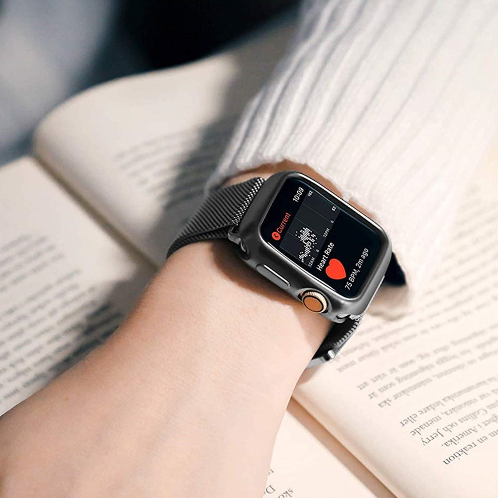Leixiuer Metal Band For Apple Watch Band 44mm 40mm 38mm 41mm 42mm 44mm 45mm with Screen Protector Case Magnetic Stainless Steel Iwatch Band For Series