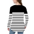 thumbnail image 5 of Annhoo Girls Boys Long Sleeve Tops Stripe Block Color Crewneck Pullover Loose Unisex Shirts Kids Soft Clothes, 5 of 6