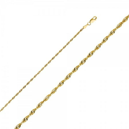 14K Gold 2.5 mm Rope Chain : 20"